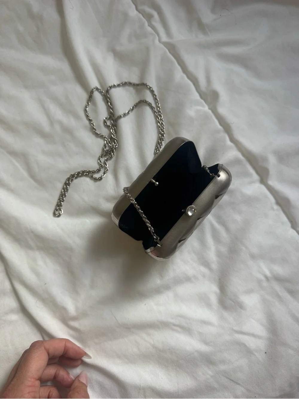 Vintage La Regale Silver Micro Metallic Crossbody Clutch